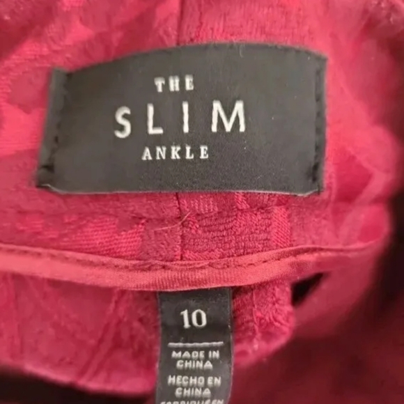 White House Black Market The Slim Ankle Pant Red Size 10 Stretch Paisley Print - Picture 10 of 11